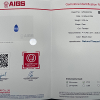 Инвестиционен естествен Танзанит 5.26ct. AIGS Сертификат, снимка 6 - Други - 45025123