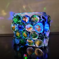 Комплект стъклени мозаечни поставки за свещи или ЛЕД осветление, снимка 2 - Декорация за дома - 45524149