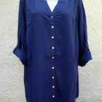 5XL Нова тъмно синя риза  Sheego, снимка 1 - Ризи - 44963018
