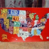 Метална табела номера на коли от Щатите американски карта USA номер колаж , снимка 1 - Други ценни предмети - 9555021