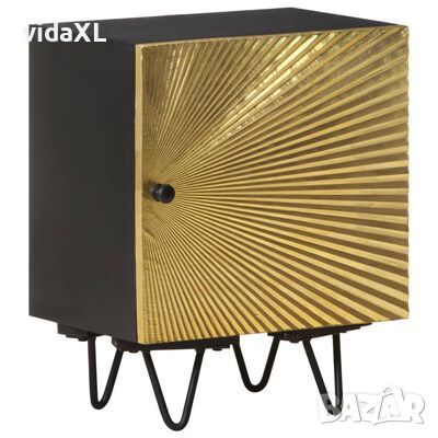 vidaXL Нощно шкафче с месингова предна част 40x30x50 см манго масив（SKU:322680, снимка 1