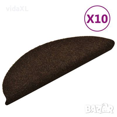 vidaXL Самозалепващи стелки за стъпала, 10 бр, кафяви, 56x17x3 см（SKU:149689, снимка 1