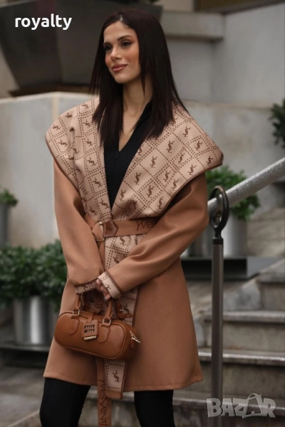 Yves Saint Laurent Дамско Палто С Колан, снимка 1