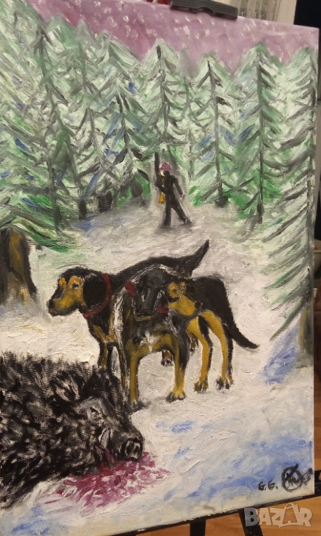 Маслена картина " Ловен успех", снимка 1