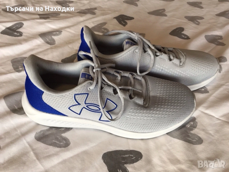 $99 Мъжки маратонки Under Armour Trainers Grey And Blue Размер UK10.5 EU45 US11.5 в сиво и синьо, снимка 1