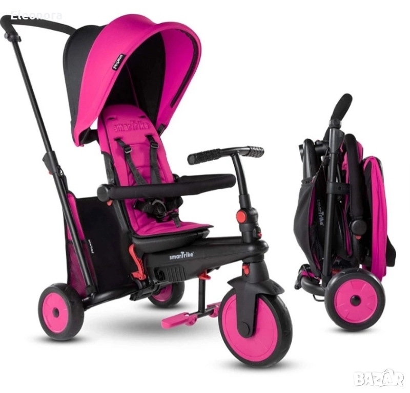 Сгъваема триколка 6-в-1 на smarTrike STR3, розов цвят, снимка 1