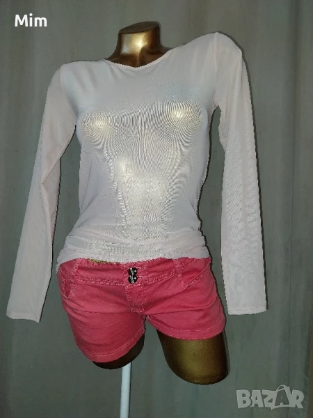М Прозрачна блуза в светло розово и къси розови къси панталонки , снимка 1