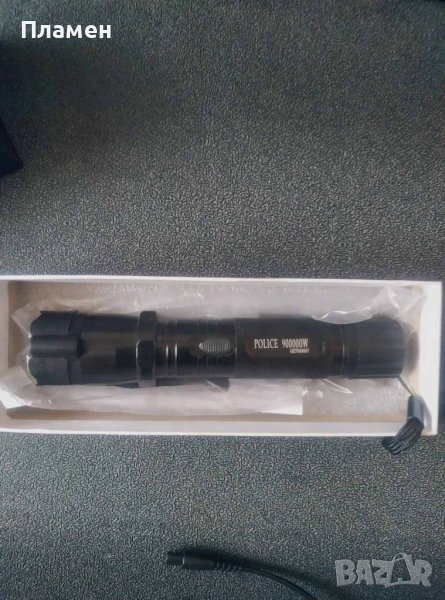 Метален лед фенер с електрошок и лазер, черен,Police 90000 W мултифункционален, снимка 1