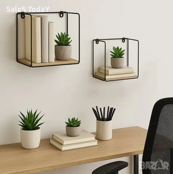 Етажерка за стена в комплект от 2бр, метал, , снимка 1