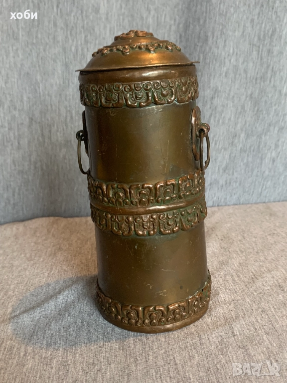 стар месингов съд кутия , снимка 1