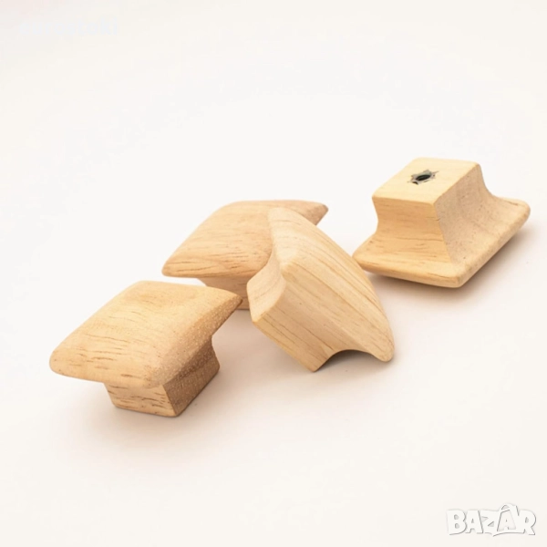 Дървени дръжки за шкафове, пакет от 8 квадратни дръжки тип „гъба“,  от масивна дървесина, снимка 1