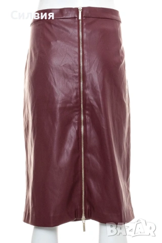 Червена дълга кожена пола тип "молив" "Body Flirt", номер 46, размер XL, снимка 2 - Поли - 53473897