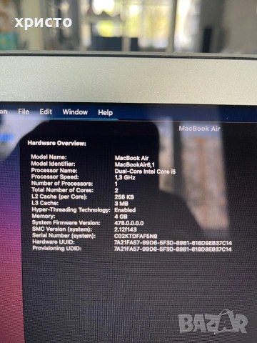 лаптоп MacBook Air 11.6 инча, снимка 6 - Лаптопи за дома - 54255721