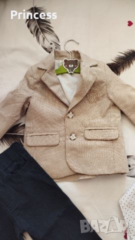 Детски костюм с бежово сако 12-18м, снимка 4 - Комплекти за бебе - 45356415