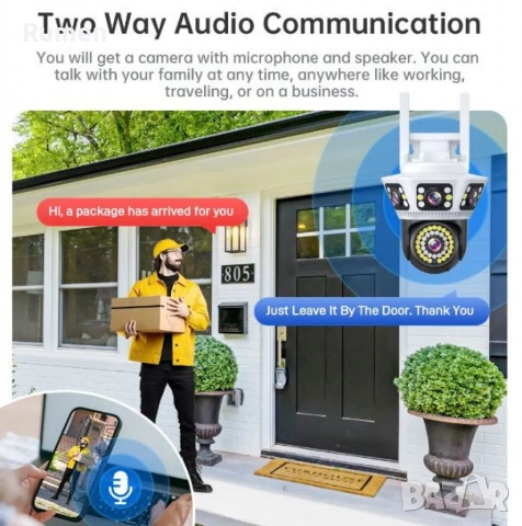 Пълноцветна панорамна 6K Wi-Fi камера за нощно виждане , снимка 3 - IP камери - 53434661