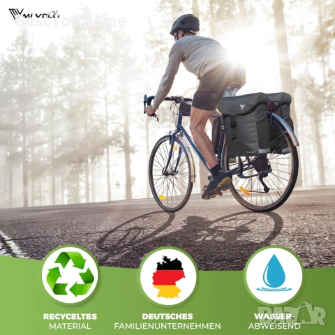Велосипедна чанта MIVELO, двойна чанта, изработена от рециклиран материал, снимка 6 - Аксесоари за велосипеди - 53838818