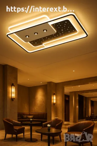  LED Димируем Плафон + дистанционно управление 120W/ 105x65x6 см., снимка 2 - Лампи за таван - 50318976