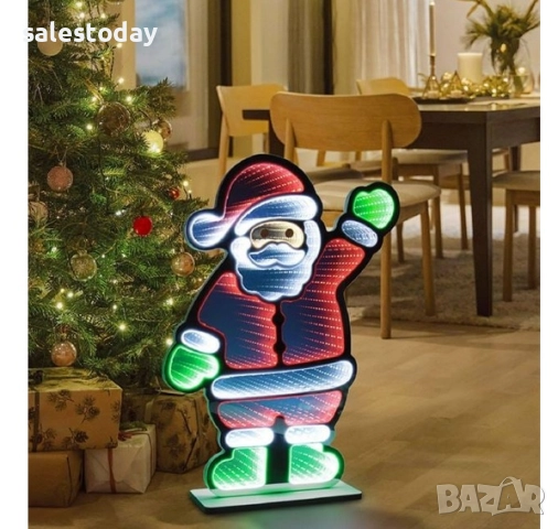 Светещ Дядо Коледа и огледало, ЛЕД, 59см, снимка 3 - Декорация за дома - 52387477