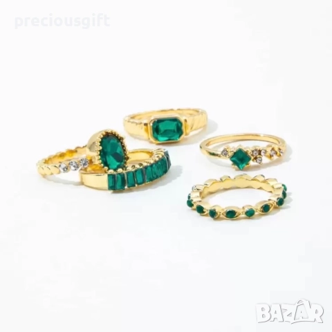 Комплект бижута - 5 броя пръстени, снимка 3 - Пръстени - 52913577