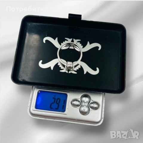 Пръстен от бяло злато и естествен диамант 14к, снимка 7 - Пръстени - 53266038