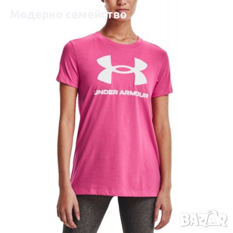 Дамска тениска under armour sportstyle logo tee pink white, снимка 1 - Тениски - 46663959