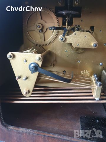  	Винтидж немски каминен часовник Junghans (механичен, дървен), снимка 3 - Антикварни и старинни предмети - 46478741