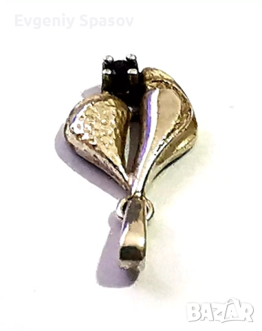 Винтидж сребърен медальон в стил „модернизъм“ от средата на века с фасетиран син камък., снимка 3 - Колиета, медальони, синджири - 52447113