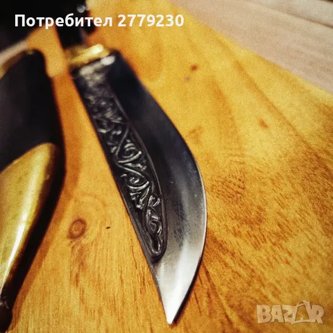 Ловен масивен нож, с дръжка от биволски рог Нов!, снимка 4 - Ножове - 49911772