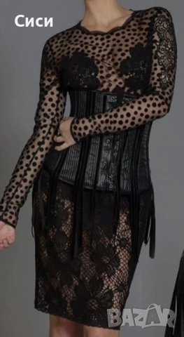 Прозрачна, дантелена рокля с корсет на българската марка "Replica"/ Реплика