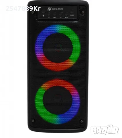 Преносима колона 2 х 3" КТS-1527, 20W, Bluetooth, FM, LED светлина, снимка 1 - Bluetooth тонколони - 47623604