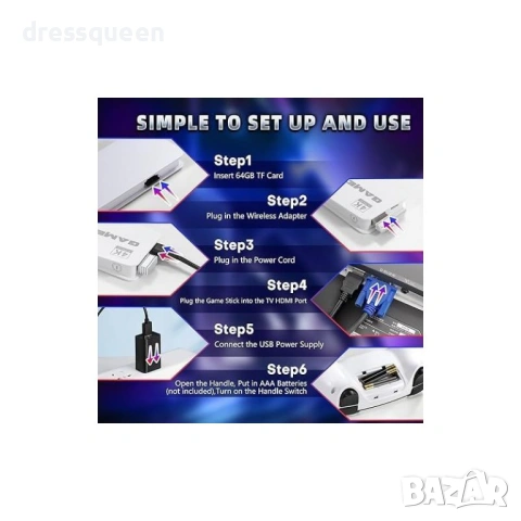 4547 4K UltraHD Retro Game Stick: Преносима Конзола за Телевизор – Plug & Play, снимка 3 - Други игри и конзоли - 53812158