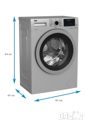 Нова Пералня Slim Beko WUE7636XSS, 7 кг, 1200 об/мин, Клас D, Motor ProSmart Inverter, HomeWhiz Blue, снимка 2 - Перални - 53573015