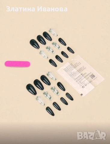 Самозалепващи изкуствени нокти 24 бр. + лепило в комплект, снимка 5 - Продукти за маникюр - 52660484