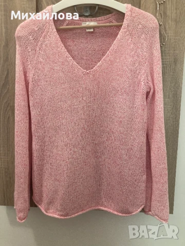 Блуза на H&M в розово и бяло, размер XS, снимка 3 - Блузи с дълъг ръкав и пуловери - 50632778