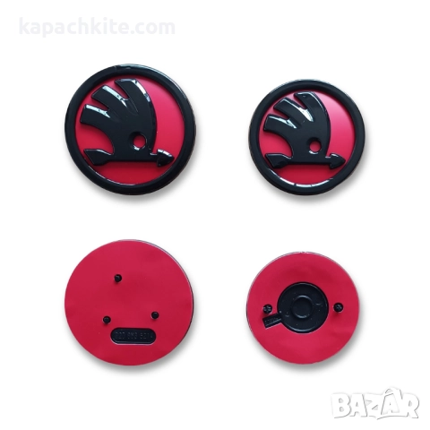 Емблема за Шкода предна 89мм и задна 79мм - Черна, Хромирана, Зелена, снимка 8 - Аксесоари и консумативи - 52656568