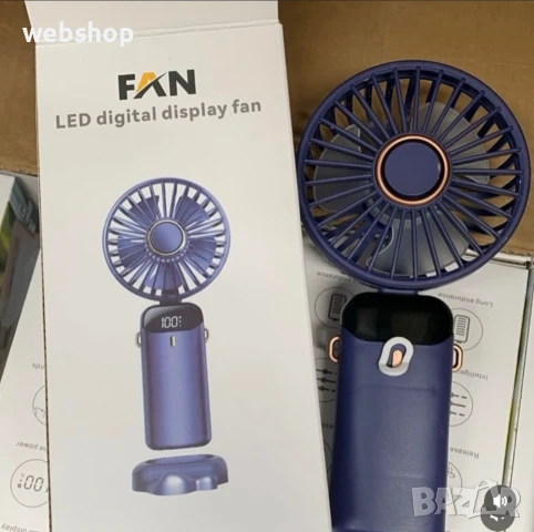 Преносим вентилатор, Мини, USB дигитален дисплей, Акумулаторен с 5 спирални перки, 5 скорости, снимка 2 - Вентилатори - 50502450