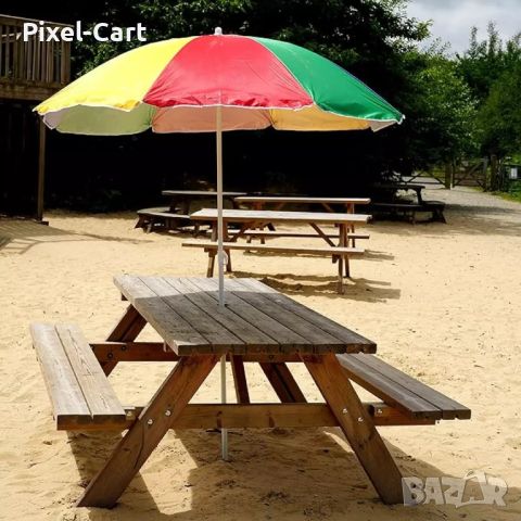Многоцветен плажен чадър с чупещо рамо, снимка 4 - Други стоки за дома - 46459667