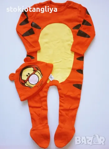 Бебешки гащеризон и шапка, Тъгърът от Мечо Пух, размер 9-12 месеца, ръст до 80 см, снимка 2 - Бебешки гащеризони - 50005193
