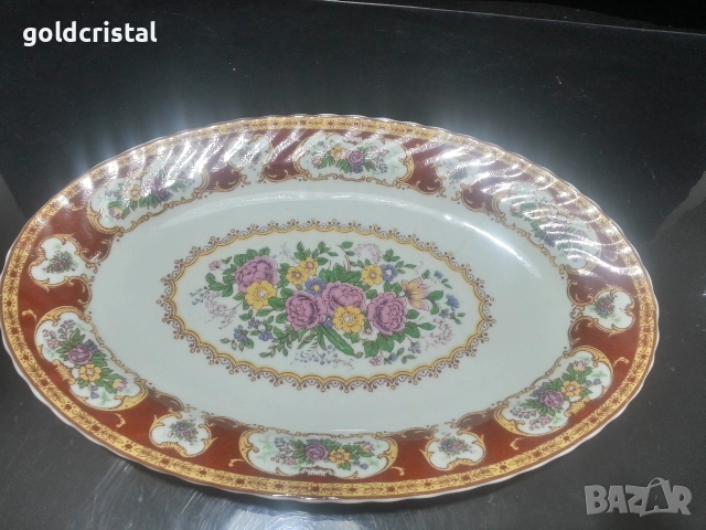 Стар български порцелан плато елипса 