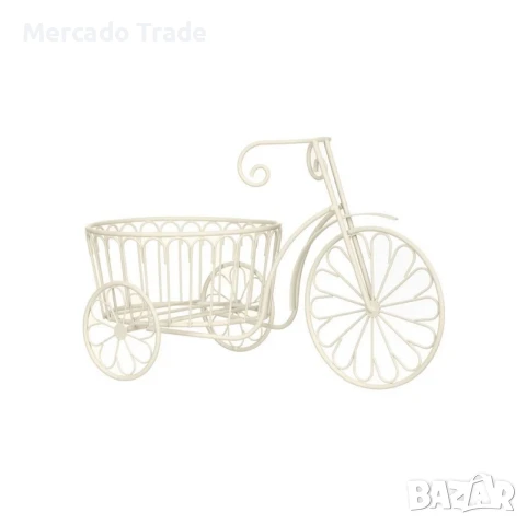 Декоративна поставка Mercado Trade, За саксия, Велосипед, Бял