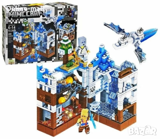 Конструктор Minecraft 488 части със светещи елементи и дракон