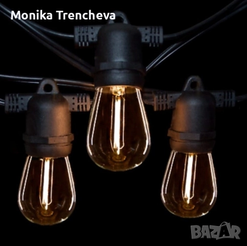 Водоустойчив гирлянд за външно осветление с 10 броя LED крушки, снимка 2 - Лед осветление - 52310865