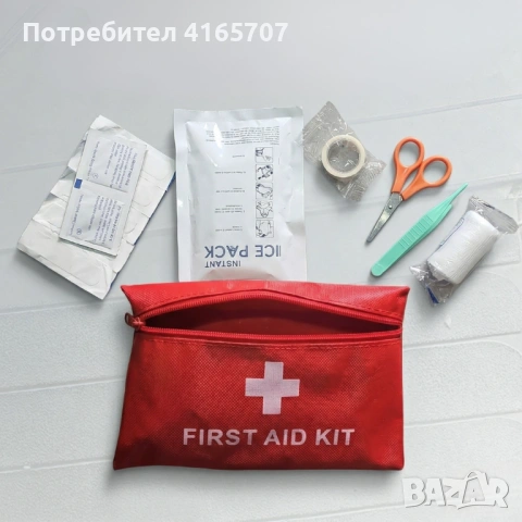 Компактен комплект за първа помощ в червена чантичка, снимка 4 - Други стоки за дома - 53997090