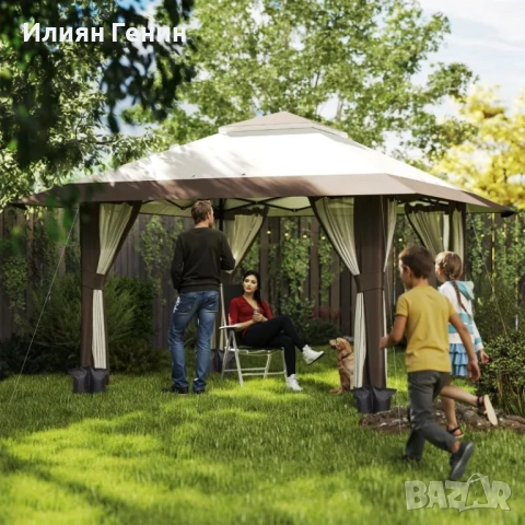 Градинска беседка Outsunny 4 x 4 м, снимка 8 - Градински мебели, декорация  - 52070509