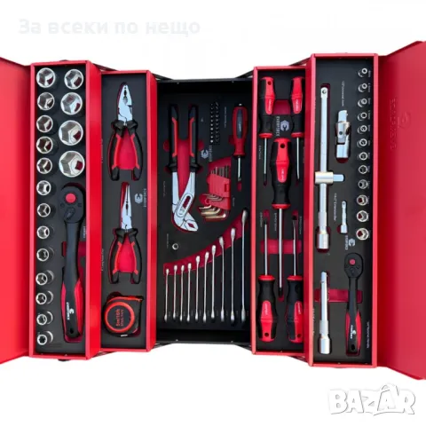 Сгъваем метален куфар с инструменти 86 части EverForce, снимка 2 - Куфари с инструменти - 50327303