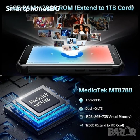 Fossibot F101 Pro Dual Screen 15GB RAM 128GB ROM с IP68 защита, снимка 10 - Други - 53788746