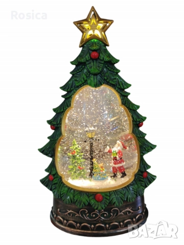 Светеща коледна елха с въртящ сняг, снимка 3 - Декорация за дома - 52242529