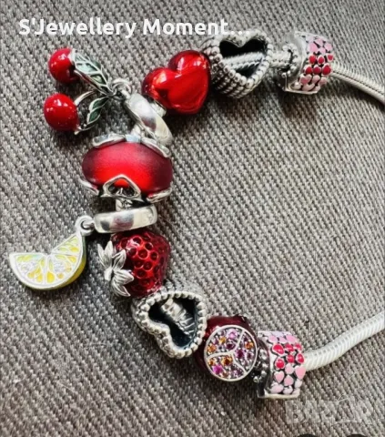 Талисман PANDORA Beaded Open Heart, снимка 3 - Гривни - 39302343