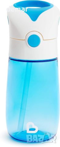 Munchkin® Flip & Go™ Бутилка за вода за малки деца 18+ месеца със сламка 2oz без разливане, синьо