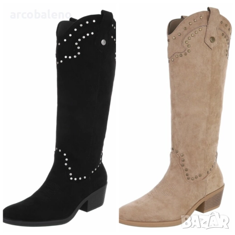 Дамски уестърн и байкърски ботуши, 2цвята 